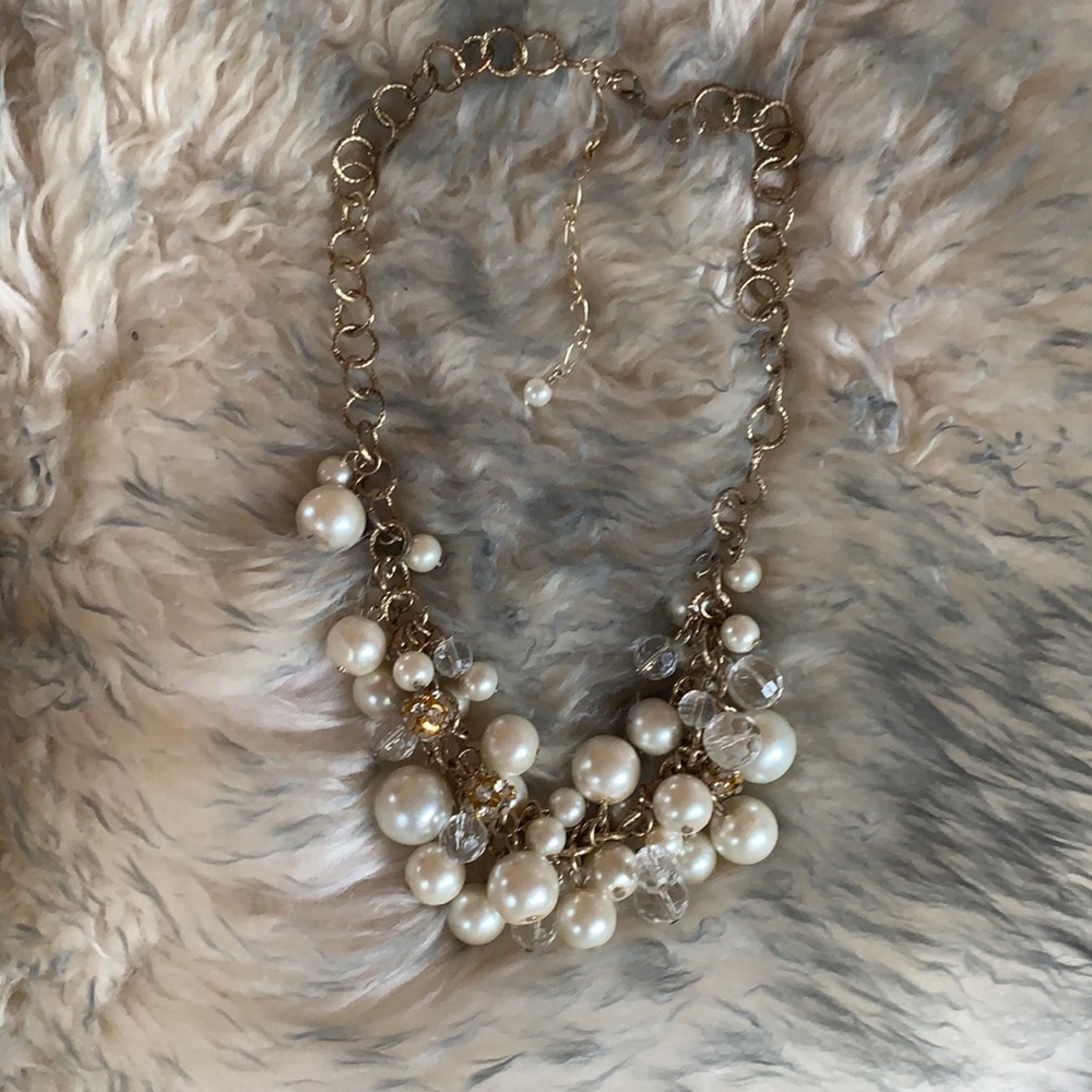 Bauble Pearl, rhinestone and clear beads necklace